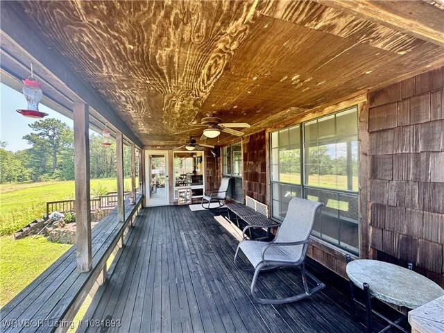 4018 Blue Hole Rd, Rudy, AR 72952 - sunroom / solarium with a ceiling fan