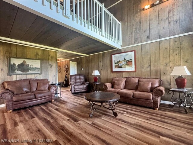 4018 Blue Hole Rd, Rudy, AR 72952 - living area featuring wooden walls, wood finished floors, and wooden ceiling