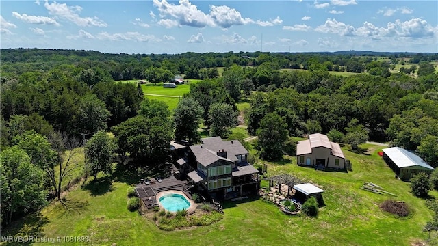 4018 Blue Hole Rd, Rudy, AR 72952 - bird's eye view of a forest and a pool area