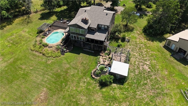 4018 Blue Hole Rd, Rudy, AR 72952 - aerial view of property and surrounding area featuring a pool