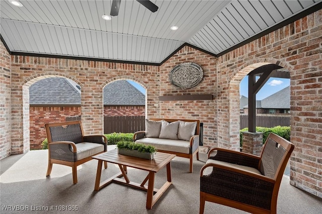 8404 Gatehouse Way, Fort Smith, AR 72916 - view of patio / terrace with an outdoor living space and a ceiling fan
