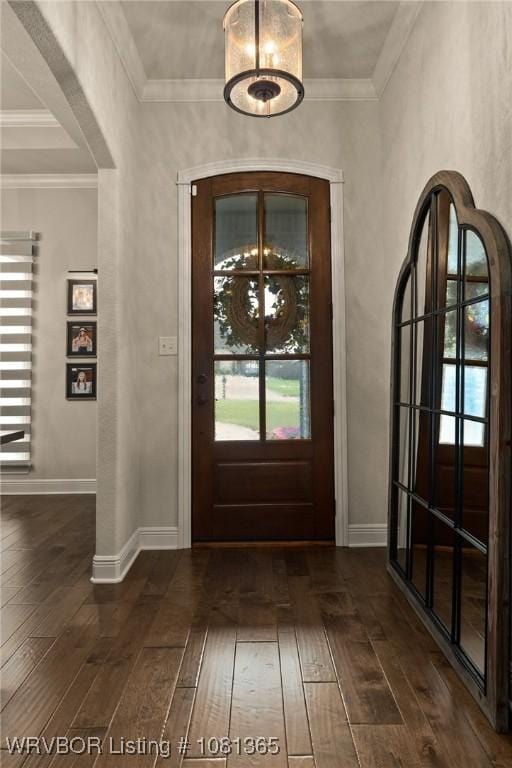 8404 Gatehouse Way, Fort Smith, AR 72916 - foyer entrance featuring dark wood-type flooring, crown molding, and baseboards