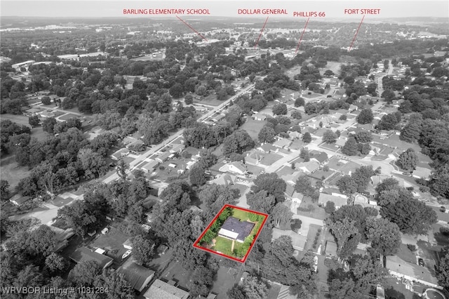 908 N 5th Ter, Barling, AR 72923 - aerial overview of property's location with property parcel outlined