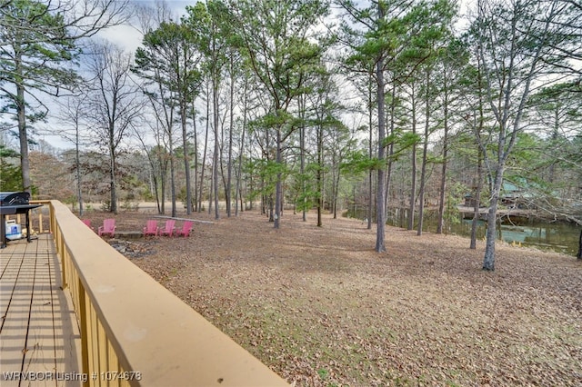 view of yard with a water view