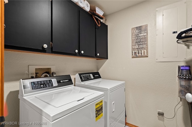 1450 Ulmer St, Greenwood, AR 72936 - washroom featuring electric panel, independent washer and dryer, and cabinet space