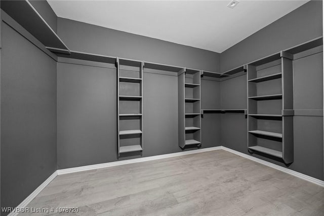 spacious closet with light hardwood / wood-style floors