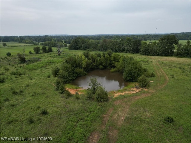 drone / aerial view featuring a rural view and a water view