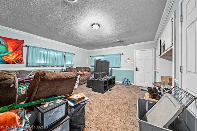 7 Bon Air St, Van Buren, AR 72956 - carpeted living area featuring ornamental molding and a textured ceiling