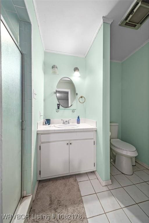 7 Bon Air St, Van Buren, AR 72956 - full bath with crown molding, vanity, a shower stall, and tile patterned floors