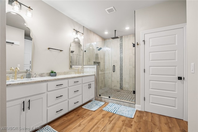 4100 Margate Dr, Fort Smith, AR 72903 - full bath featuring visible vents, a sink, a stall shower, and double vanity
