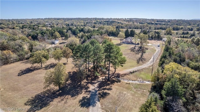 birds eye view of property featuring a rural view