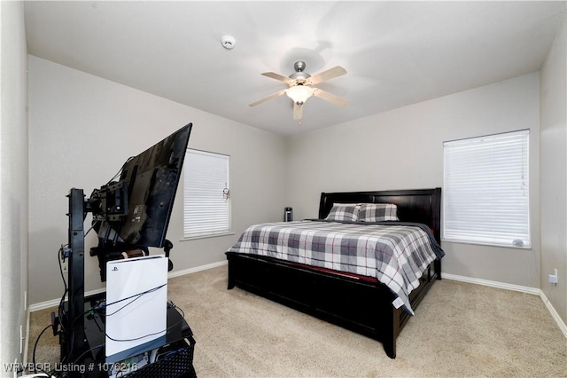 bedroom with carpet and ceiling fan