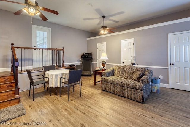 living room with light wood-type flooring