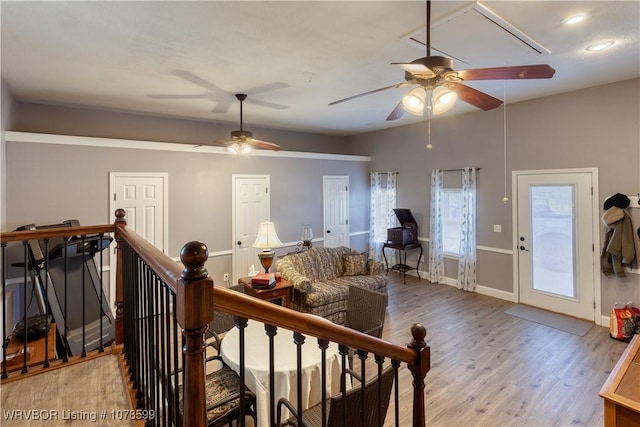 living room with hardwood / wood-style flooring