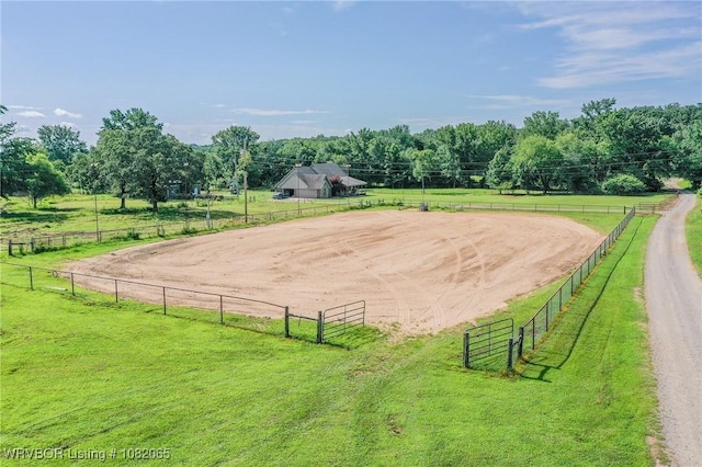 6562 Broadleaf Dr, Alma, AR 72921 - surrounding community with an enclosed horse arena, driveway, a view of countryside, and a yard