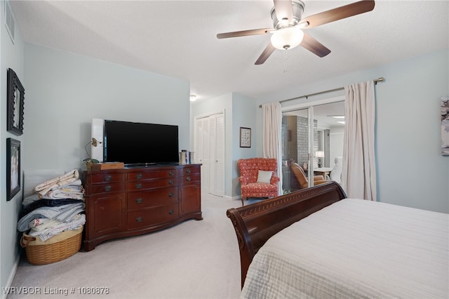 6410 Ellsworth Rd, Fort Smith, AR 72903 - bedroom featuring light colored carpet, a closet, and ceiling fan
