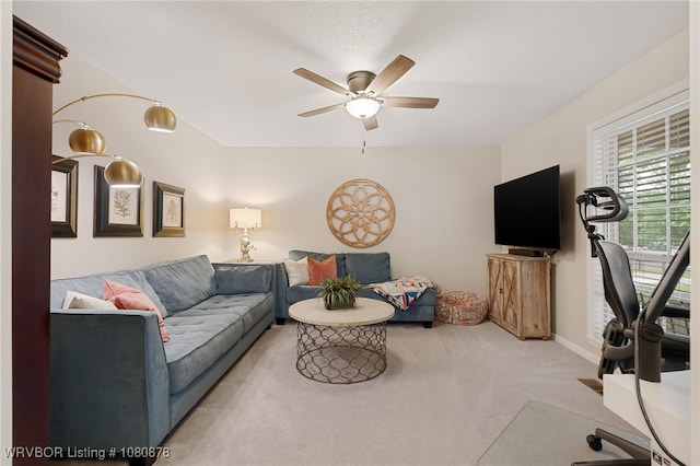6410 Ellsworth Rd, Fort Smith, AR 72903 - living area featuring light carpet, a ceiling fan, and baseboards
