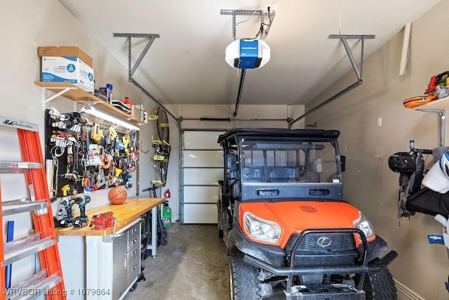 garage with a garage door opener