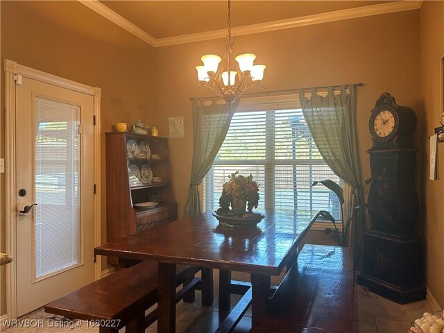 304 Caseys Ct, Lavaca, AR 72941 - dining room featuring ornamental molding and a chandelier