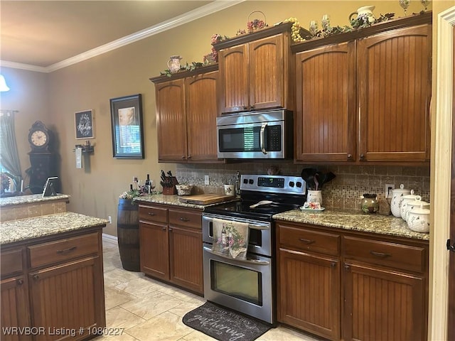 304 Caseys Ct, Lavaca, AR 72941 - kitchen with stainless steel appliances, light stone countertops, and decorative backsplash