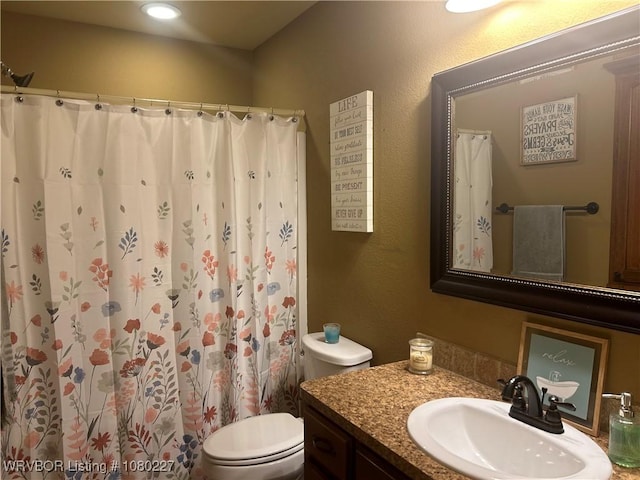 304 Caseys Ct, Lavaca, AR 72941 - bathroom with toilet, vanity, and a shower with curtain