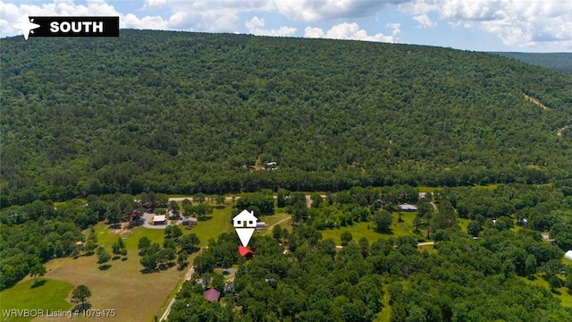 aerial view with a wooded view