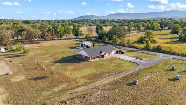 aerial view with a mountain view and a rural view