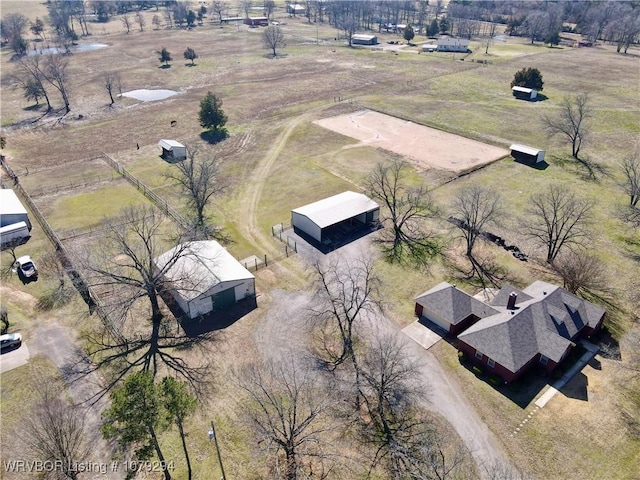 aerial view with a rural view