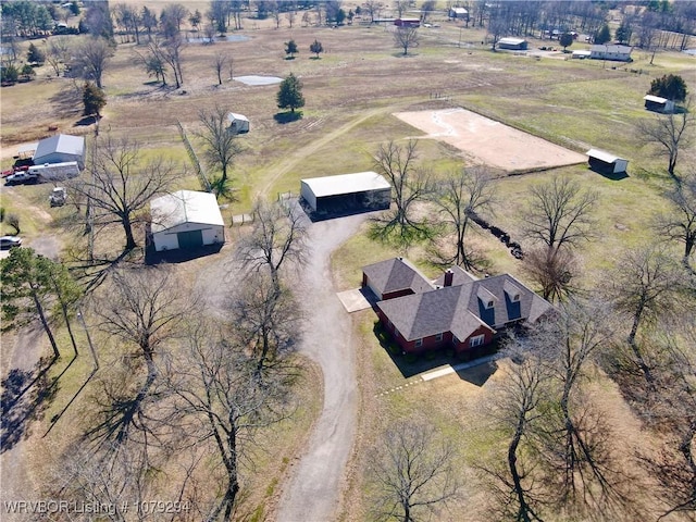 bird's eye view featuring a rural view