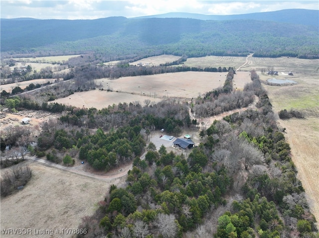 bird's eye view with a mountain view