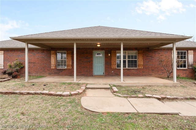 view of front of home with a patio