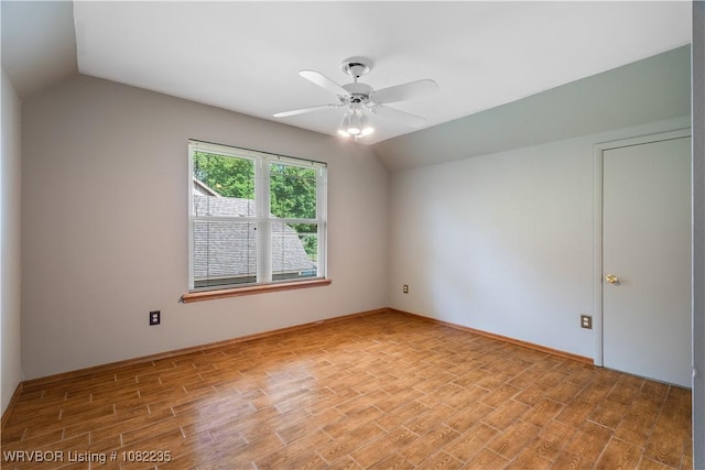 3017 Canongate Way, Fort Smith, AR 72908 - unfurnished room with lofted ceiling, light wood-style flooring, and ceiling fan