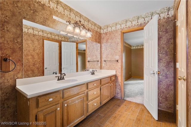 3017 Canongate Way, Fort Smith, AR 72908 - full bathroom with double vanity and wood finished floors