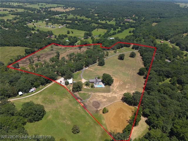 8807 Cain Rd, Alma, AR 72921 - overview of rural landscape featuring property parcel outlined