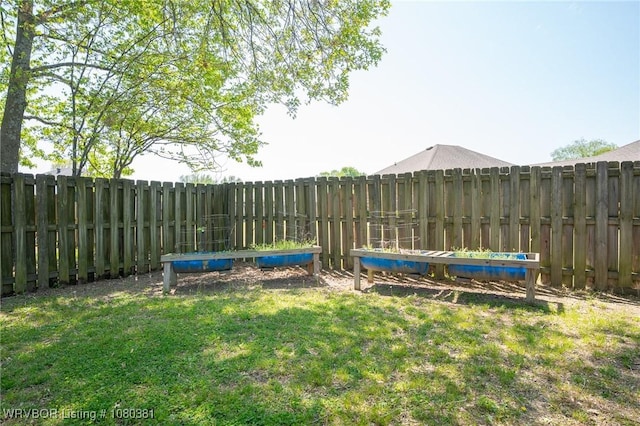 view of yard featuring a fenced backyard