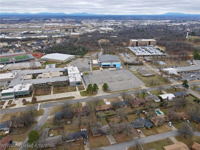 drone / aerial view with a mountain view