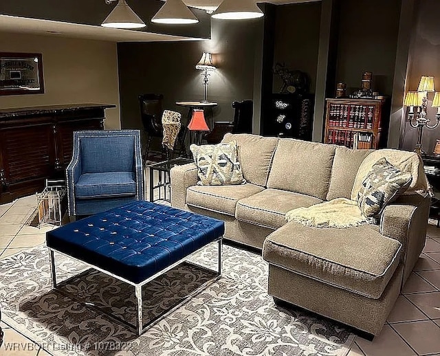 view of tiled living room