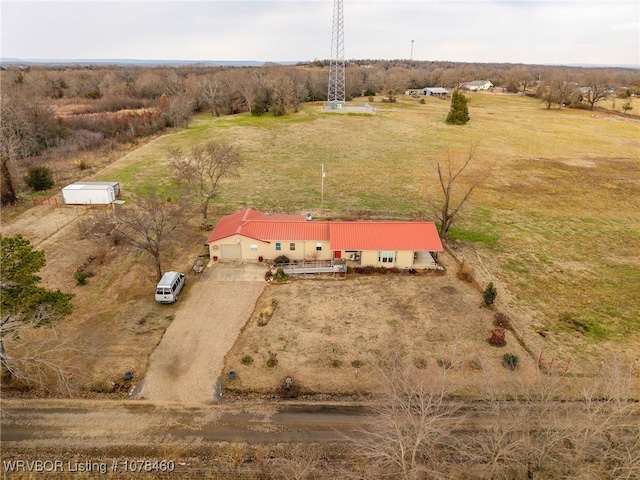 aerial view featuring a rural view