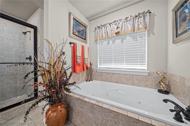 9019 Gracie Ln, Fort Smith, AR 72916 - bathroom featuring a whirlpool tub and a tile shower