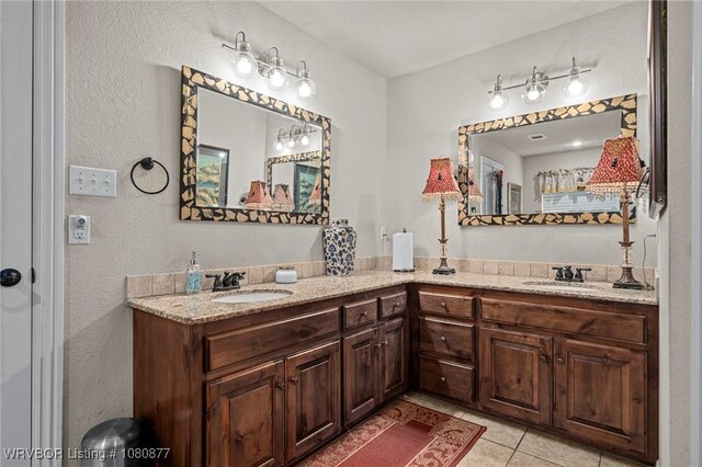9019 Gracie Ln, Fort Smith, AR 72916 - bathroom with tile patterned floors and double vanity