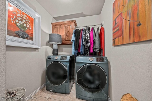 9019 Gracie Ln, Fort Smith, AR 72916 - washroom featuring washer and dryer, tile patterned flooring, and baseboards