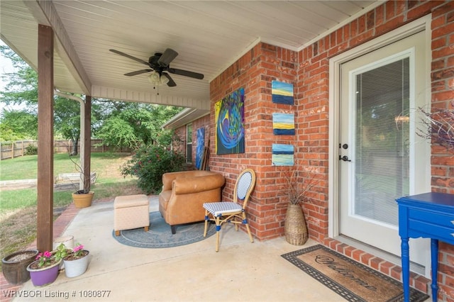 9019 Gracie Ln, Fort Smith, AR 72916 - view of patio with ceiling fan and fence