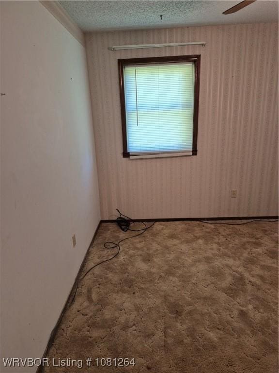 1382 6th St, Waldron, AR 72958 - carpeted empty room with a textured ceiling and ceiling fan