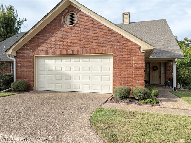 front facade with a garage