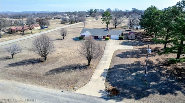 bird's eye view with a rural view