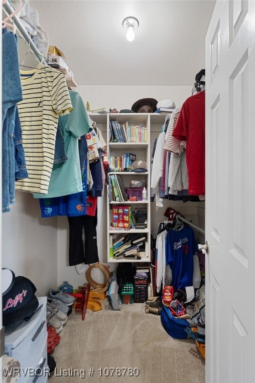 spacious closet with carpet floors