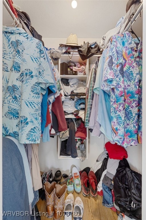 spacious closet featuring hardwood / wood-style flooring