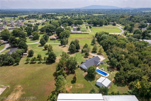 drone / aerial view featuring a mountain view