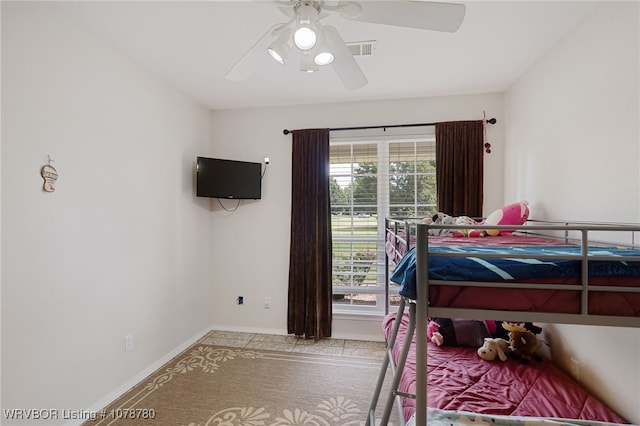 bedroom featuring ceiling fan