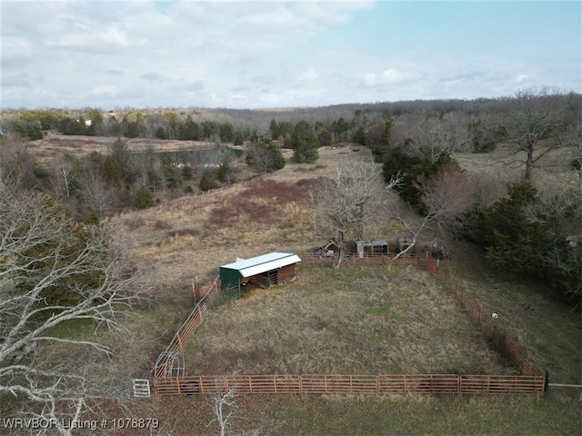 drone / aerial view with a rural view